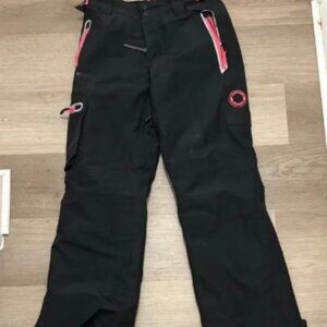 Superdry Snow Stylish Black Snow Pants with Pink Accents